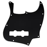 Musiclily 10 Fori J Bass Battipenna Pickguard per Basso Elettrico Fender American/Messicano Standard Jazz Bass, 3 strati Nero