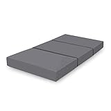 Amazon Basics - Materasso pieghevole per ospiti 120 x 195 x 10 cm in memory foam, Medio, Grigio