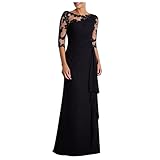 HAOLEI Vestito Donna da Sera Vestito Donna Elegante Cerimonia 3/4 Manich Stile Impero Maxi Linea ad A Pizzo Chiffon Abiti da Damigella Vestito Donna da Cocktail Vestito Donna Danza Moderna