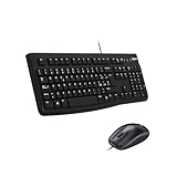 Logitech MK120 Combo Tastiera e Mouse con Filo per Windows, Mouse Ottico Cablato, Tastiera di Dimensioni Standard, USB Plug-and-Play, Compatibile con PC, Laptop, Layout Italiano QWERTY - Nero