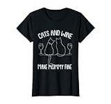 Cats And Wine Mothers Day Mom Funny Drinking Kitten Mama Maglietta