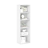 Furinno 11055 Librerie, Legno, Bianco, 5 scomparti