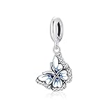 Charm a forma di farfalla ornati di zirconi. Ciondolo originale in argento sterling 925. Charms compatibile al 100% con i pandora charm originali. Ciondoli per bracciali (Placcatura in argento)