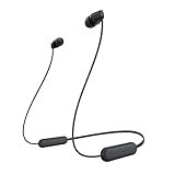 Sony WI-C100 - Cuffie wireless bluetooth, Fino a 25 ore di autonomia, Microfono integrato per telefonate, Compatibile con assistente vocale (Nero)