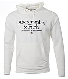 Abercrombie & Fitch Felpa con cappuccio da uomo, bianco, M