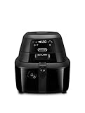 De Longhi FH2184.BK IDEALFRY Friggitrice ad Aria, Capacità 1.25Kg, Pannello di Controllo Digitale, 5 Programmi Preimpostati, Oblò, Sistema SHS Double, Frittura Leggera, Vasca removibile da 3,9L, Nero