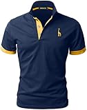 VMSUCIJ Polo Uomo Manica Corta in Cotone Giraffe Embroidery Classic Polo Neck Golf Shirt,07 Blu01,3XL