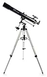 Celestron 21048 PowerSeeker 80EQ Telescopio riflettore include due oculari, diagonale d immagine eretta, lente di Barlow 3x, treppiede regolabile in altezza e vassoio accessori Deluxe, nero