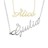 Artlinea, Collana in Argento 925 Sterling, con Nome Personalizzabile, Dimensione Piccola, Tutti i Nomi Disponibili, Chiusura a Moschettone, Made in Italy