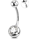 OUFER, Piercing per ombelico da 10, 12, 14 mm, 14G, in acciaio inox 316L, extra lungo, per ombelico, Acciaio inossidabile