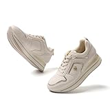 JOMIX Sneakers Donna Zeppa Interna Scarpe da Ginnastica Basse Sportive Fitness Respirabile Eleganti Comode da Camminata MD9787-6 (Beige, 39)