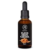 Gocce di Aroma Caramello 50ml - Liquido Flavdrops - Gocce Aromatiche per Cucinare e Cuocere - Vetro Scuro con Contagocce - Aroma Alimentare per Pasticceria e Dolci - Vegano - Senza Calorie