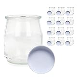 Barattoli vetro per yogurtiera con Chiusura | Pack 12 Vasetti in vetro con coperchio incluso. 12 Barattoli di 143ml per yogurtiera. Vasetto vetro con chiusura perfetta per yogurt o quello che vuoi