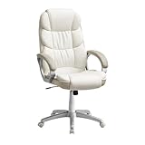 SONGMICS Ufficio, Gaming, Sedia da Scrivania, Poltrona Direzionale, Ergonomica, Girevole e Regolabile in Altezza, con Ruote, Bianco Crema OBG024W01, Acciaio Legato Poliuretano, 70 x 70 x (116-126) cm