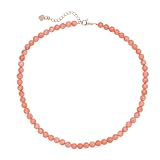 Collana girocollo fatta a mano con pietre preziose da 6 mm per donne e ragazze - Gioielli con perline di cristallo curativo con pietre preziose naturali (corallo rosa)