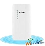 KuWFi Router CPE 4G LTE da Esterno Impermeabile 300 Mbps Adattatore Poe Router CAT4 LTE Router 3G / 4G SIM Card WiFi per Telecamera IP/Copertura WiFi Esterna