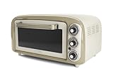 Ariete 979 Forno Elettrico di Design 18 Litri - Ideale per pizza da 30 cm - Doppio vetro - 1380 Watt - Acciaio Inox - Linea Vintage - Beige