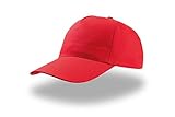 Cappellino Con Visiera Baseball Uomo Donna Cotone 5 Pannelli Atlantis Start Five, Colore: Rosso, Taglia: Unica