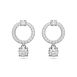 Swarovski Orecchini Attract, Circolare, Bianco, Placcato rodio