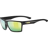 uvex LGL 29, occhiali da sole unisex, specchiato, indice di filtrazione 3, black matt/green, one size