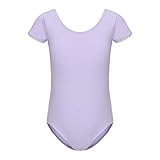 HIPPOSEUS Ragazze Body da Danza con Maniche Corte Classico Body Ginnastica Bambina Ballet Leotards,AM0019DX-Viola,9-10anni