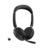 Jabra Evolve 2 65 Flex Cuffie Stereo Wireless Bluetooth, tecnologia di cancellazione del rumore Jabra ClearVoice e ANC ibrida Funzionano con tutte le principali piattaforme UC Nero