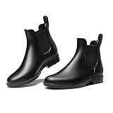 DREAM PAIRS Stivali da Pioggia Donna Chelsea Wellington Rain Boots Impermeabili Stivaletti Elastico Outdoor Ankle Boot,Size 41,Nero,SDRB2201W-E