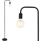 BBHome Lampada a stelo in stile retrò, minimalista, in metallo, con interruttore a pedale, per camera da letto, soggiorno, lettura, ufficio, 165 cm, E27 (nero)