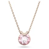 Swarovski Bella V Collana Pendente, con Pavé di Cristalli e Cristallo Swarovski a Taglio Tondo, Placcato in Tonalità Oro Rosa, Rosa