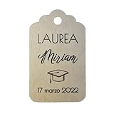 ArtigianeriA - Set di 20 (o più) ETICHETTE personalizzate per LAUREA in CARTONCINO AVORIO PERGAMENA per BOMBONIERE fai da te.