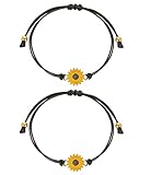 IUDWCG 2 Pezzi Braccialetto Girasole Braccialetti Amicizia, Braccialetto di Promessa, Braccialetto Amore e Amicizia, Braccialetti Amicizia Regalo, Braccialetto Regalo Compleanno, con Carta Messaggio