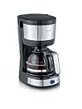 Severin KA 4808, macchina caffè americano usabile anche per preparare tisane e the, filtro permanente lavabile, piastra riscaldante, fino a 0,5 litri, presa Schuko, design compatto, acciaio inox/nero