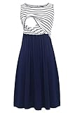 Smallshow Vestito Patchwork Premaman da Allattamento con Tasche Senza Maniche per Le Donne Navy Stripe-Navy Medium