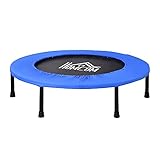 HOMCOM Trampolino Elastico per Allenamento con 30 Molle, Tappeto Fitness in Acciaio, Plastica e PP, Ø91x22.5 cm, Nero e Blu