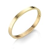 inSCINTILLE Bangle Bracciale Rigido Donna in Acciaio Inossidabile (Oro, Altezza: 4 mm – Circonferenza: 18 cm)