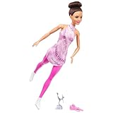 Barbie Carriere - Pattinatrice, bambola castana con outfit rosa da pattinaggio, pattini da ghiaccio rimovibili, trofeo e accessori inclusi, giocattolo per bambini, 3+ anni, HRG37