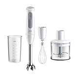 Braun MultiQuick 5 MQ50.236M, Minipimer con Tecnologia PowerBell Plus, 21 Velocità+Turbo, Sistema EasyClick per Accessori, Tritatutto 500ml, Frusta in Acciaio Inox e Bicchiere 600ml, 1000W, Bianco