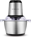 HOMEASY Tritatutto Elettrico 2L Frullatore Multifunzionale con Ciotola in Acciaio Inox 350W Mini Robot da Cucina per Frutta Verdura Carne Spezie ecc