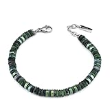 ABR681V Bracciale uomo con zoisite ed ematite verde