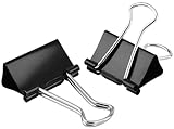 XFentech 10 Pezzi Set Cancelleria Clip - 51mm Clip per Raccoglitori Clip Fermacarte Metallo Foldback Clips Binder Clips Nero Clips per Carta e Fotografie