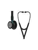 Stetoscopio diagnostico 3M™ Littmann® Cardiology IV™, testina con finitura nera, tubo auricolare nero, connettore blu e archetto nero, 69 cm, 6201