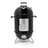 Barbecook Oskar M 3-in-1 smoker, affumicatore, barbecue e braciere per affumicatura a caldo e a freddo, smalto nero, griglia 44cm, 61X54X112cm