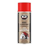 K2 - Vernice spray professionale per pinze dei freni, resistente al calore fino a 260° C, colore rosso lucido, 400 ml
