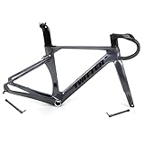 HIMALO 700C Carbonio Telaio per Bici da Corsa 46/48/50/52/54/56cm Telaio da Corsa Freno A Disco 100mm/142mm Telaio Thru Axle 90x420mm Manubrio Percorso Interno (Color : Dark Gray, Size : 50CM)