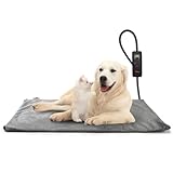 Toozey Tappetino Riscaldante per Cani e Gatti Tappeto Riscaldante per Animali Domestici Elettrico Regolabile Timer e per Temperatura per Cani e Gatti Neonati/Piccoli/Anziani, Grigio - L (70 * 40cm)