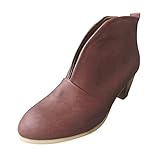 Xmiral Stivaletti Donna Classic Comfort Autunno Inverno con Stivaletti Scarpe in Vernice A Punta (36 EU,Vino)