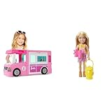 Barbie Camper dei Sogni - Veicolo 3 in 1 Trasformabile con Piscina - Pick-Up e Barca & Siamo in Due Chelsea in Campeggio - PlaySet con Bambola Chelsea e Il Suo Gufetto