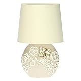 THUN - Lampada Da Tavolo Prestige Con Farfalla - Camera, Arredare la camera - Idea Regalo - Linea Prestige - Ceramica, Cotone Ignifugo, Poliestere, Acciaio Nichelato, Ferro Verniciato - 21x15,6x23,4