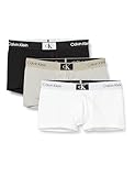 Calvin Klein Pantaloncini Boxer Confezione da 3 Uomo Low Rise Trunks Elasticizzati, Multicolore (Black/Authentic Grey/White), L