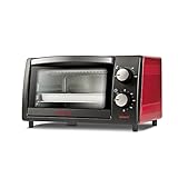 Girmi FE10 Forno elettrico, 800 W, 10 Litri, Griglia INOX, Termostato Regolabile, Timer 60 min, Accesori inclusi, Nero/Rosso